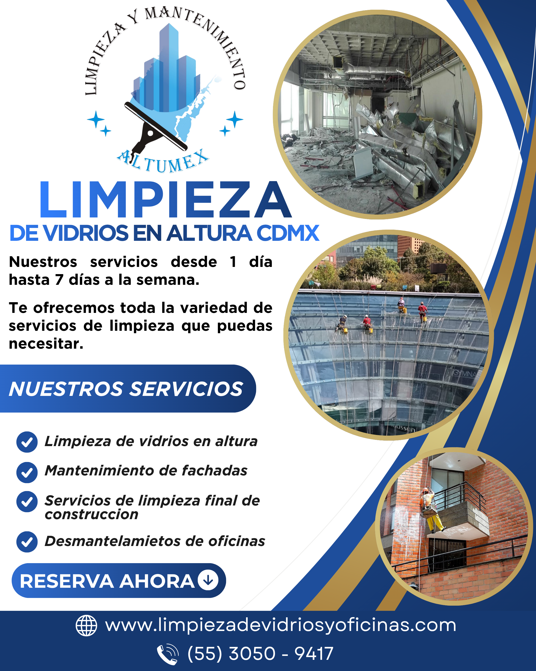 Limpieza de vidrios en altura CDMX